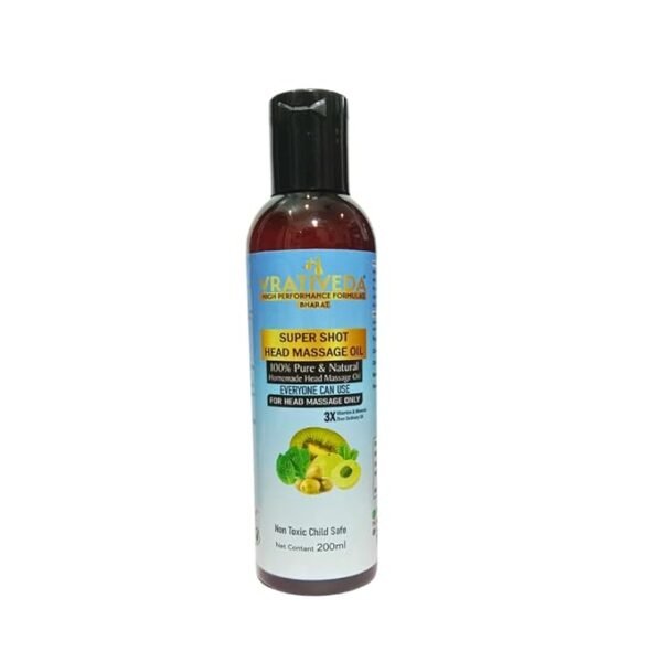 VRATIVEDA Super Shot Head Massage Oil / 100% Natural Massage Oil/Deep Relaxation & Scalp Nourishment 200 ML - Image 4